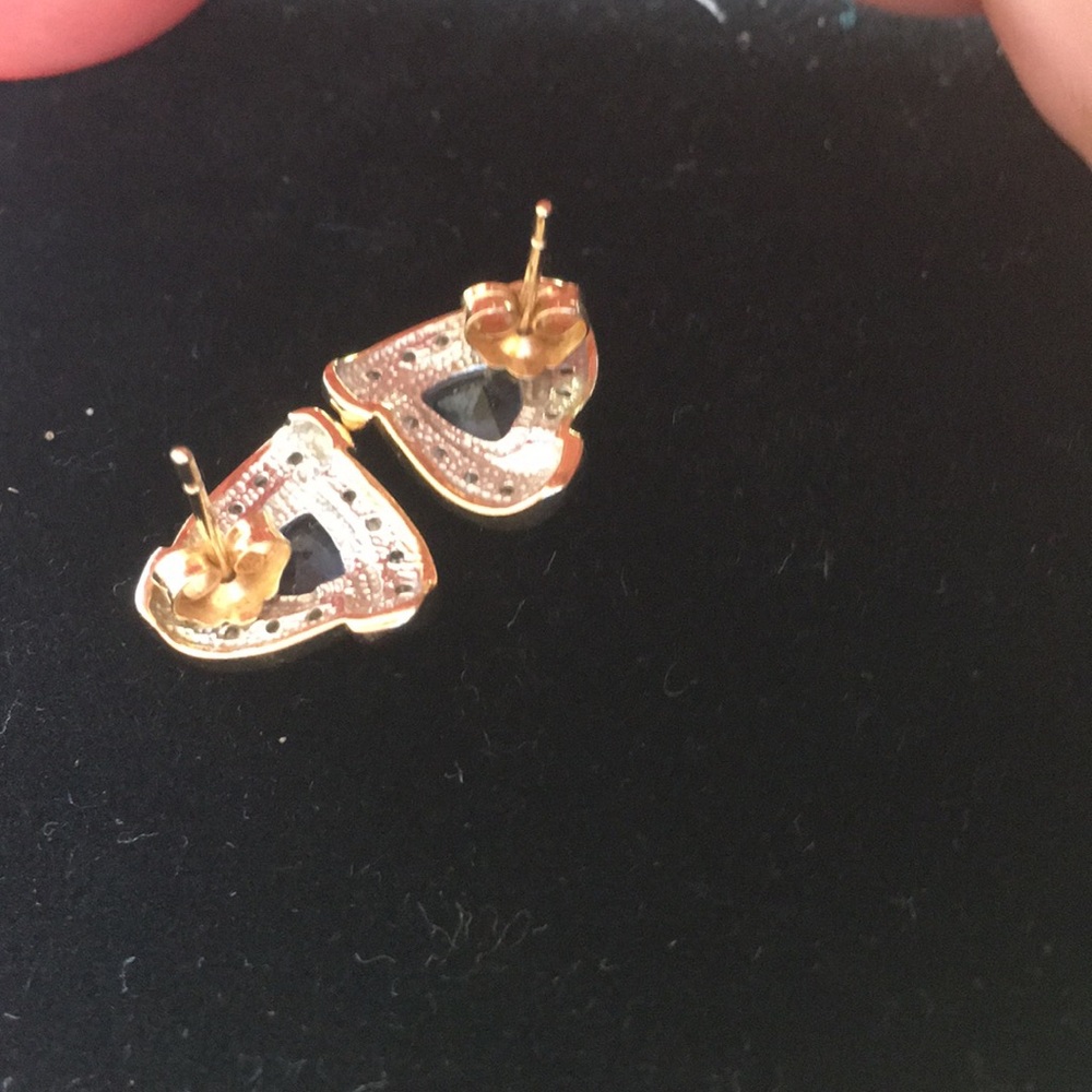 14KT Solid Gold Diamond Tanzanite pierced Earrings REAL Five  Star Posher Read - Picture 9 of 11